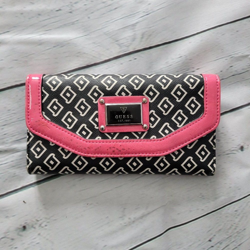 Black, pink and white Guess wallet